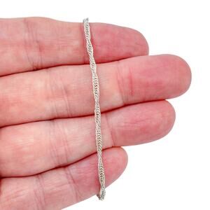 Estate Italy Sterling Silver 925 2.2mm Singapore Chain Bracelet 7"